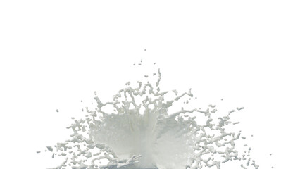 Milk Splash with droplets. 3d rendering. PNG alpha channel.
