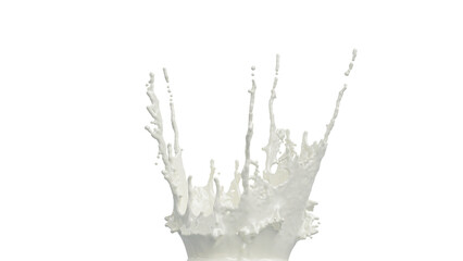 Milk Splash with droplets. 3d rendering. PNG alpha channel.