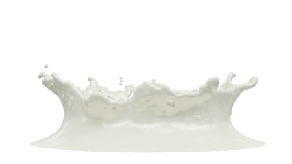 Milk Splash with droplets. 3d rendering. PNG alpha channel.