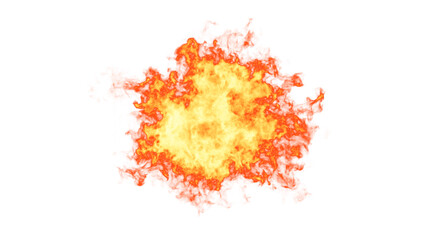 Fire Explode Design on Black Background. Close-up. PNG alpha channel.
