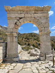 Honorific gate ruins in ancient Sagalassos antique city, Burdur, Turkey