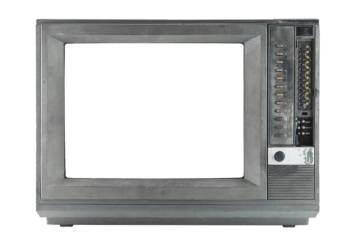 Retro television - old vintage TV with frame screen isolate for object, retro technology