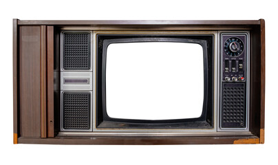 Vintage television - Old TV with frame screen isolate  for object, retro technology