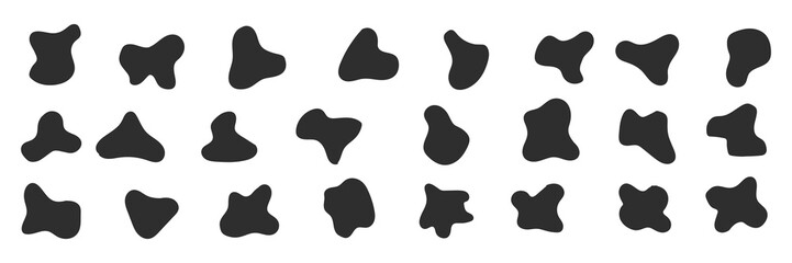 Blob shapes vector set. Abstract smirch elements spot simple silhouette. Minimalist isolated element set