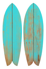 Vintage wood fish board surfboard isolated for object, retro styles.