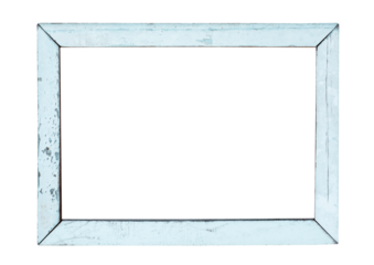 vintage wood picture frame in white paint, weathered. object isolated