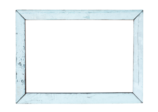 vintage wood picture frame in white paint, weathered. object isolated