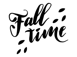Fall time hand drawn lettering phrase vector