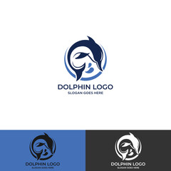 Dolphin Initial O Logo Template.
