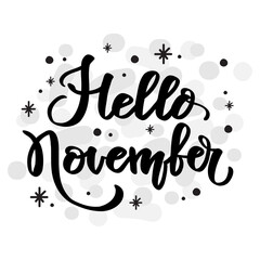 Hello november hand drawn lettering phrase vector