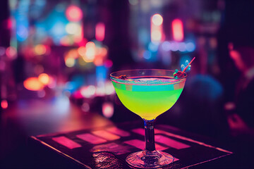 The cocktails on the bar counter, 3D rendering. - obrazy, fototapety, plakaty