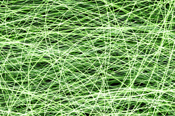 Neon mesh texture. Modern art background. Long exposure neon lights texture. Green glow lines backdrop for graphic design. Illuminated mesh pattern. Chaos background. Eco net backdrop.