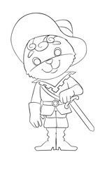 Puss in boots. Element for coloring page. Cartoon style.