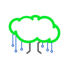 Tech large banyan tree logo symbol icon design