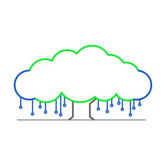 big tree with could tech circuit logo symbol icon design
