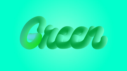 3d letter green text typograaphic