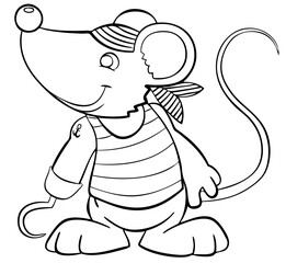 Rat pirate. Element for coloring page. Cartoon style.