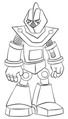 Robot. Element for coloring page. Cartoon style.