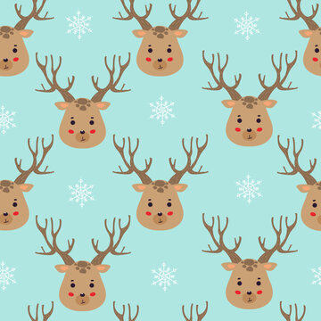 Seamless childish pattern with cute deer in the wood. Creative kids texture for fabric, wrapping, textile, wallpaper, apparel. Vector illustration in Scandinavian style.