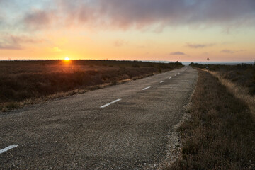 Emtpy road at sunset