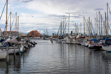 Fototapeta na wymiar View of the marina of Le Barcares