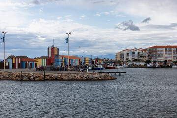View of the marina of Le Barcares