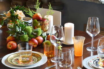 decorated restaurant table for party.