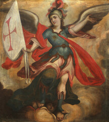 Fototapeta premium San Miguel Arcángel, Pintura en el templo de Santo Domingo, San Cristóbal de las Casas, Chiapas, México