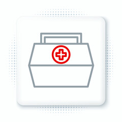 Line First aid kit icon isolated on white background. Medical box with cross. Medical equipment for emergency. Healthcare concept. Colorful outline concept. Vector