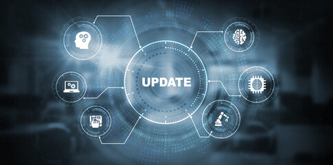 Business, Technology, Internet and network concept. Update software computer program upgrade. 3d illustration