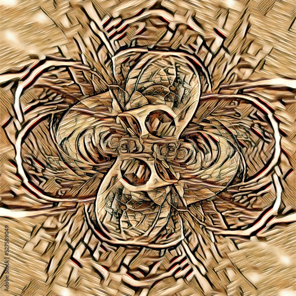 Poster natural beige and brown stone and pebble pattern and design hexagonal kaleidoscopic style