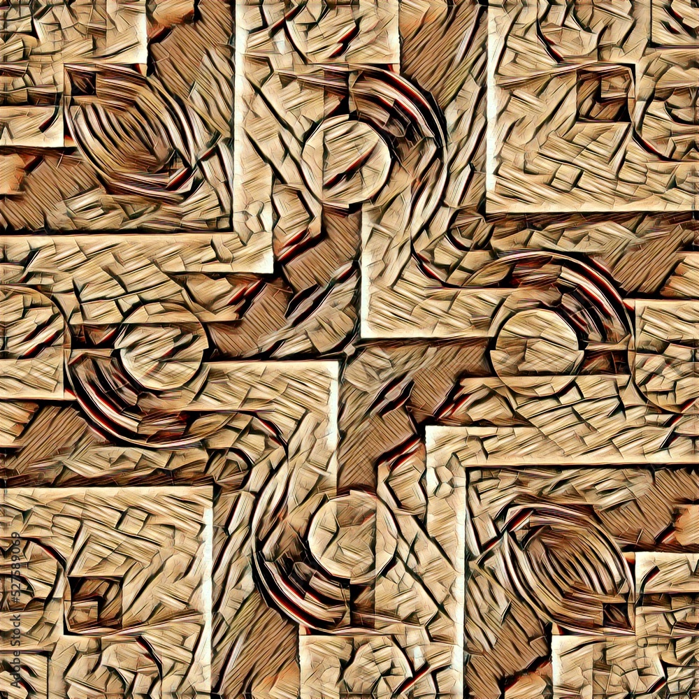 Poster natural beige and brown stone and pebble pattern and design hexagonal kaleidoscopic style