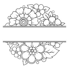 Frame in eastern tradition. Stylized with henna tattoos decorative pattern for decorating covers for book, notebook, casket, magazine, postcard and folder. Flower border in mehndi style.