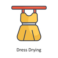 Dress Drying Filled Outline Vector Icon Design illustration on White background. EPS 10 File
