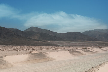 Fototapeta na wymiar vulcanic landscape of Fuerteventura Island, Canary Island, Spain, Europe.