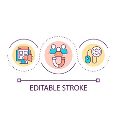 Promotional campaign loop concept icon. Digital marketing. Social media advertising abstract idea thin line illustration. Isolated outline drawing. Editable stroke. Arial font used