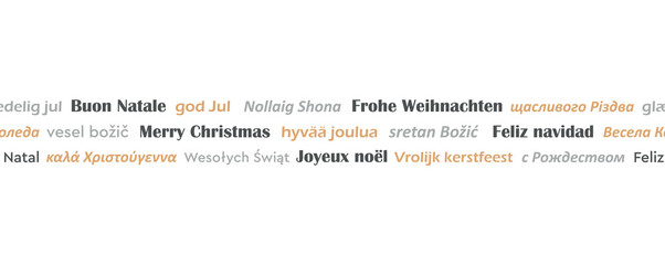 merry christmas greeting card banner in different languages