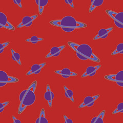Obraz premium A scattered Saturn planet seamless repeating pattern design