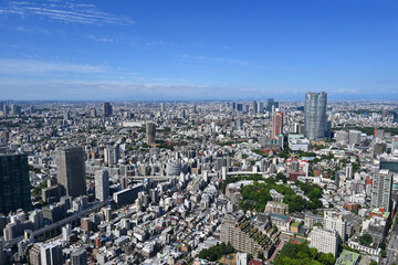 Fototapeta premium 夏の朝に東京タワートップデッキから西方面を望む