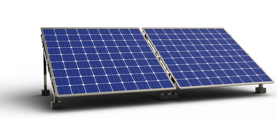 Solar panels on white background. Solar energy. Solar panel or Solar cells, Isolated on white background 3D image