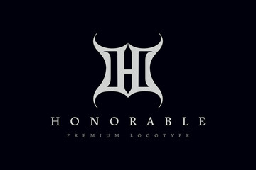 Premium letter H logo. Luxury jewelry icon H. Print monogram initials stamp sign symbol.
