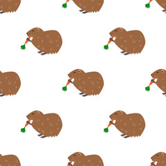 Children s seamless pattern with a nutria on a white background. Perfect for kids clothing, fabric, textiles, baby jewelry, wrapping paper.