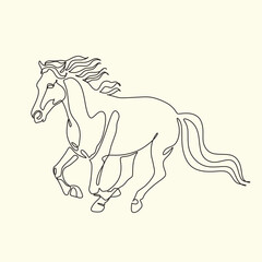 Fototapeta na wymiar Continuous line drawing of horse. Single line art animal horse vector illustration