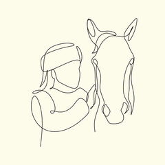 Arab man with araian horses vector line art. Arabian man wit traditional clothes riding his horse line drawing