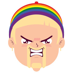 LGBTQ man angry face cartoon cute