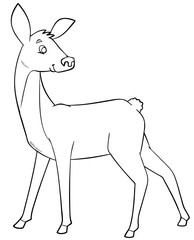 Roe deer. Element for coloring page. Cartoon style.