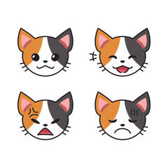 Obraz premium Set of cute cat faces showing different emotions for design.