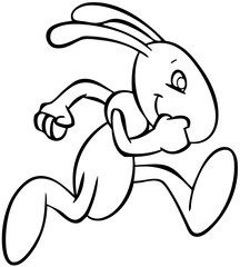 Running ant. Element for coloring page. Cartoon style.