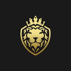 Premium king lion vector logo template