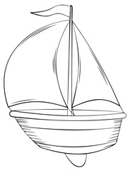 Sailboat. Element for coloring page. Cartoon style.